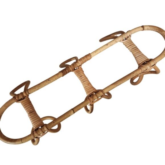 Rattan Wall Hook 3 Tier Hanging Organizer Boho Entryway Decor - Picture 2 of 4